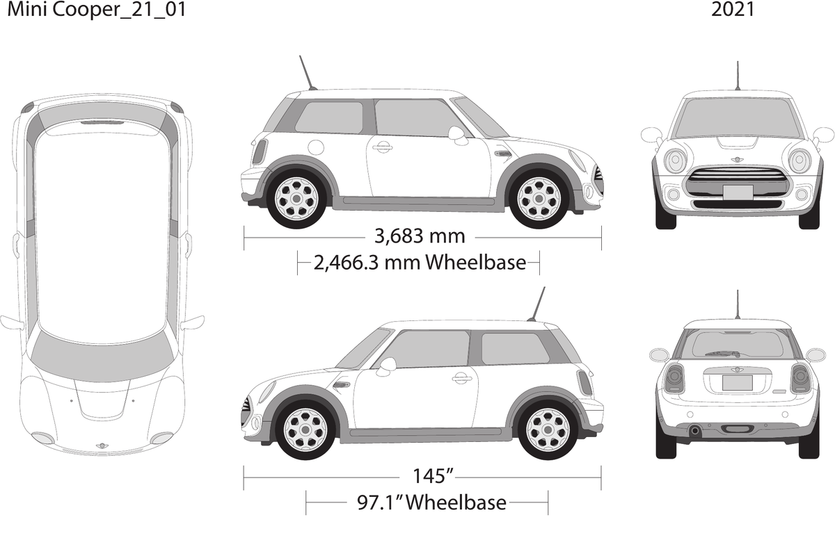 2021 Mini Cooper Mini Hardtop vector wrap template, Design-Ready PDF - GravBase