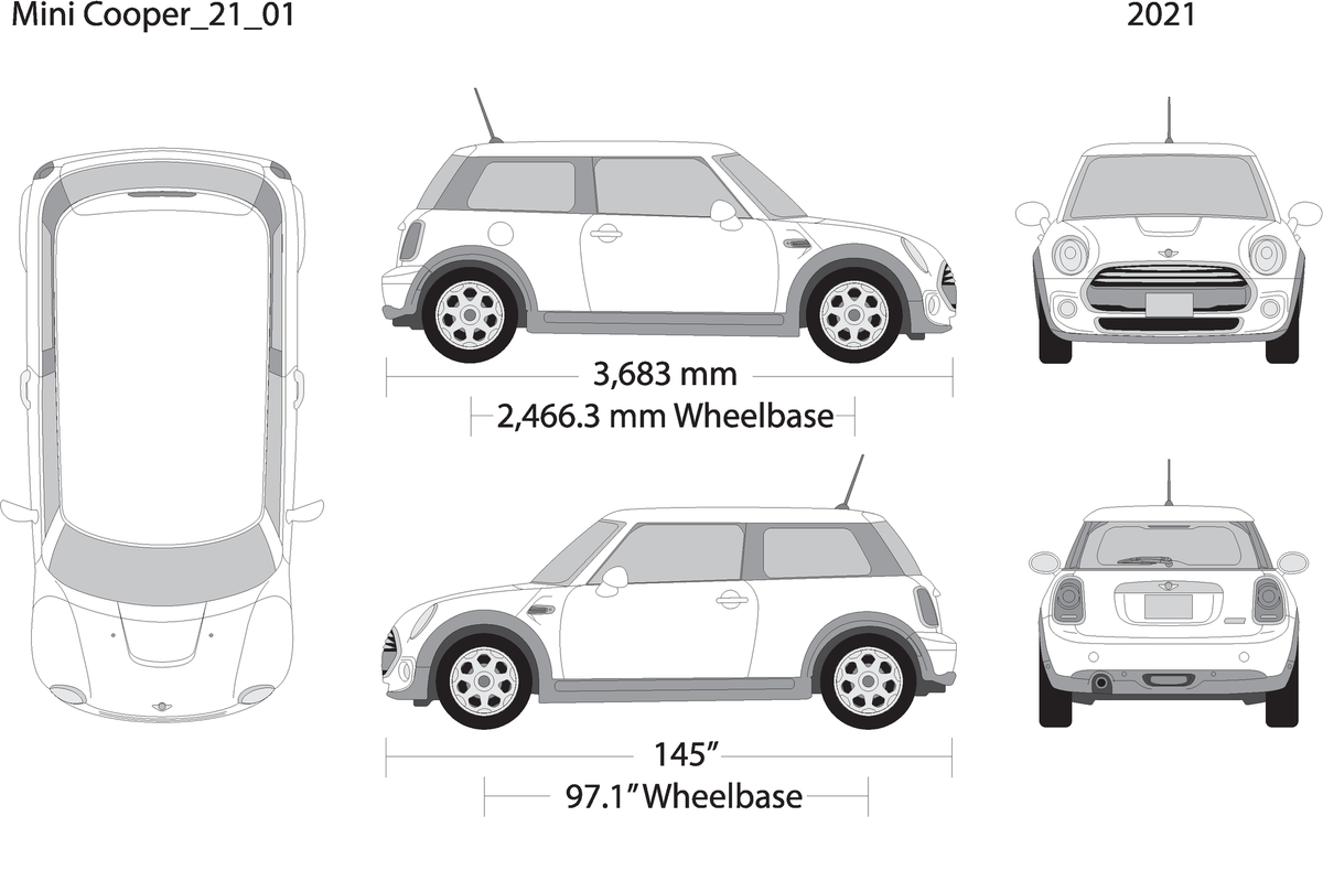 2021 Mini Cooper Mini Hardtop V01 Vehicle Wrap Template