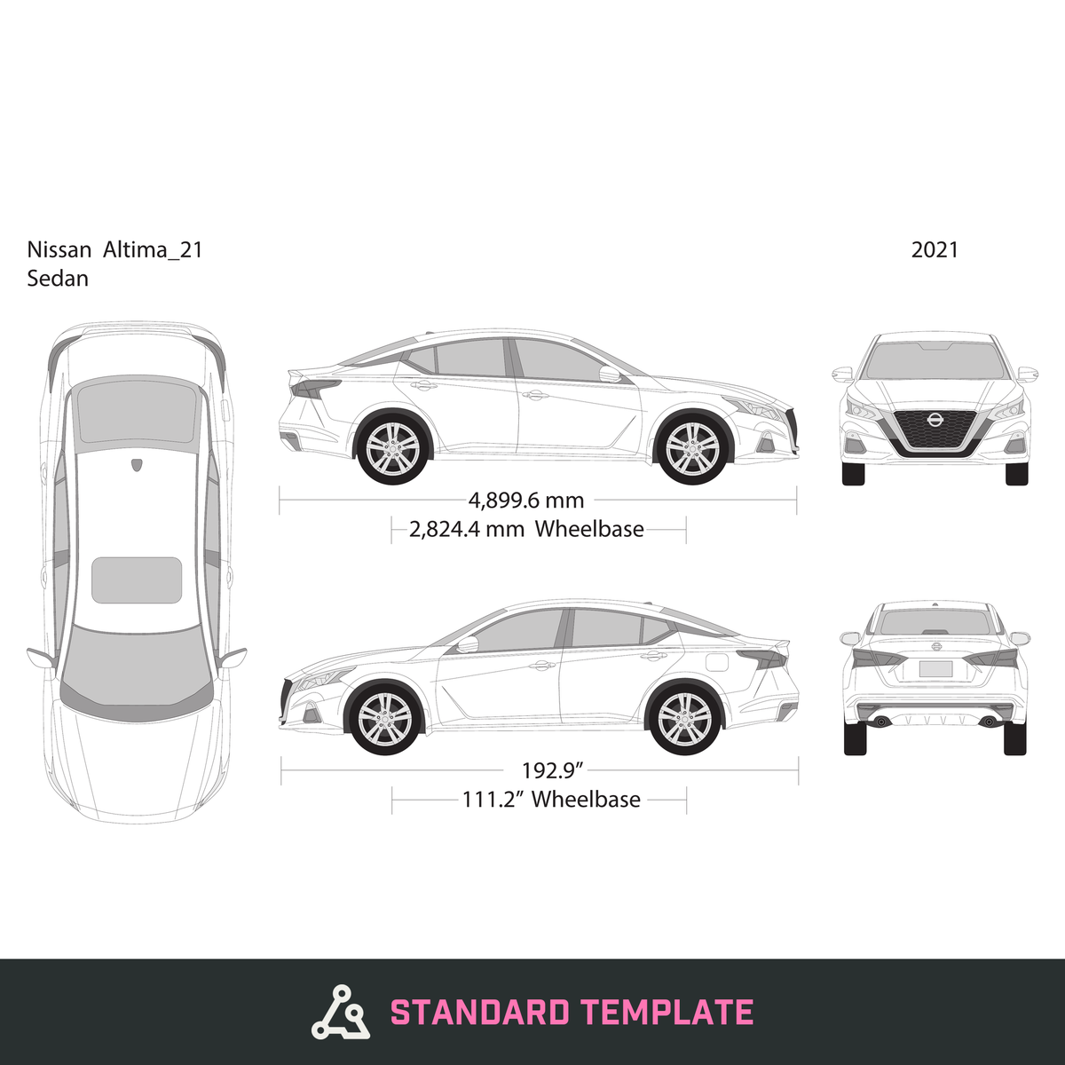 2021 Nissan Altima vector wrap template, Design-Ready PDF - GravBase