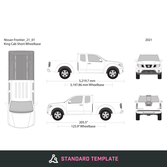 2021 Nissan Frontier vector wrap template V01, Design-Ready PDF - GravBase