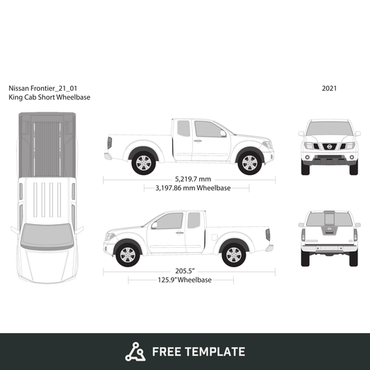 2021 Nissan Frontier front view free vector vehicle wrap template - GravBase