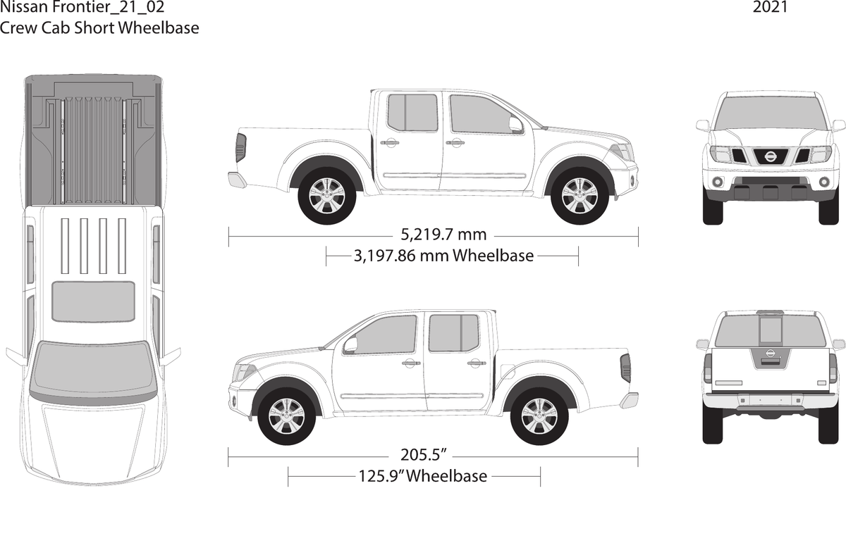 2021 Nissan Frontier front view Vector Wrap Template - GravBase