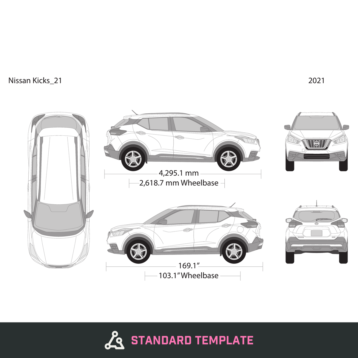 2021 Nissan Kicks vector wrap template, Design-Ready PDF - GravBase