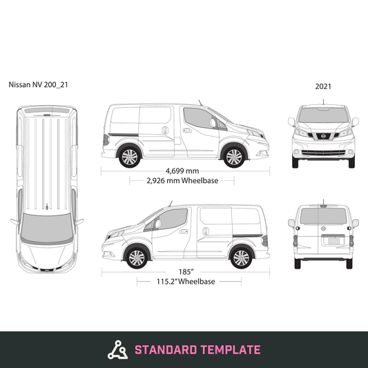 2021 Nissan NV 200 vector wrap template, Design-Ready PDF - GravBase