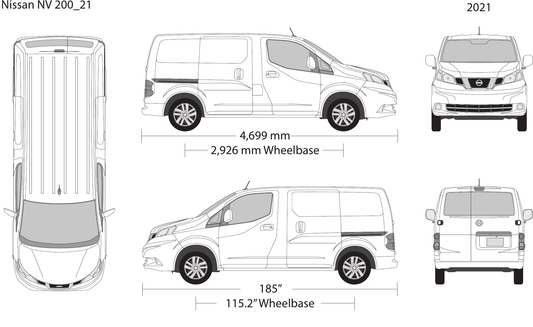 2021 Nissan NV 200 vector wrap template, Design-Ready PDF - GravBase