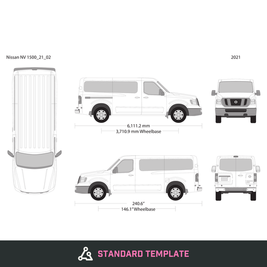 2021 Nissan NV Passenger vector wrap template V02, Design-Ready PDF - GravBase