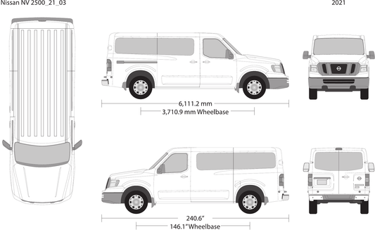 2021 Nissan NV Passenger vector wrap template V03, Design-Ready PDF - GravBase