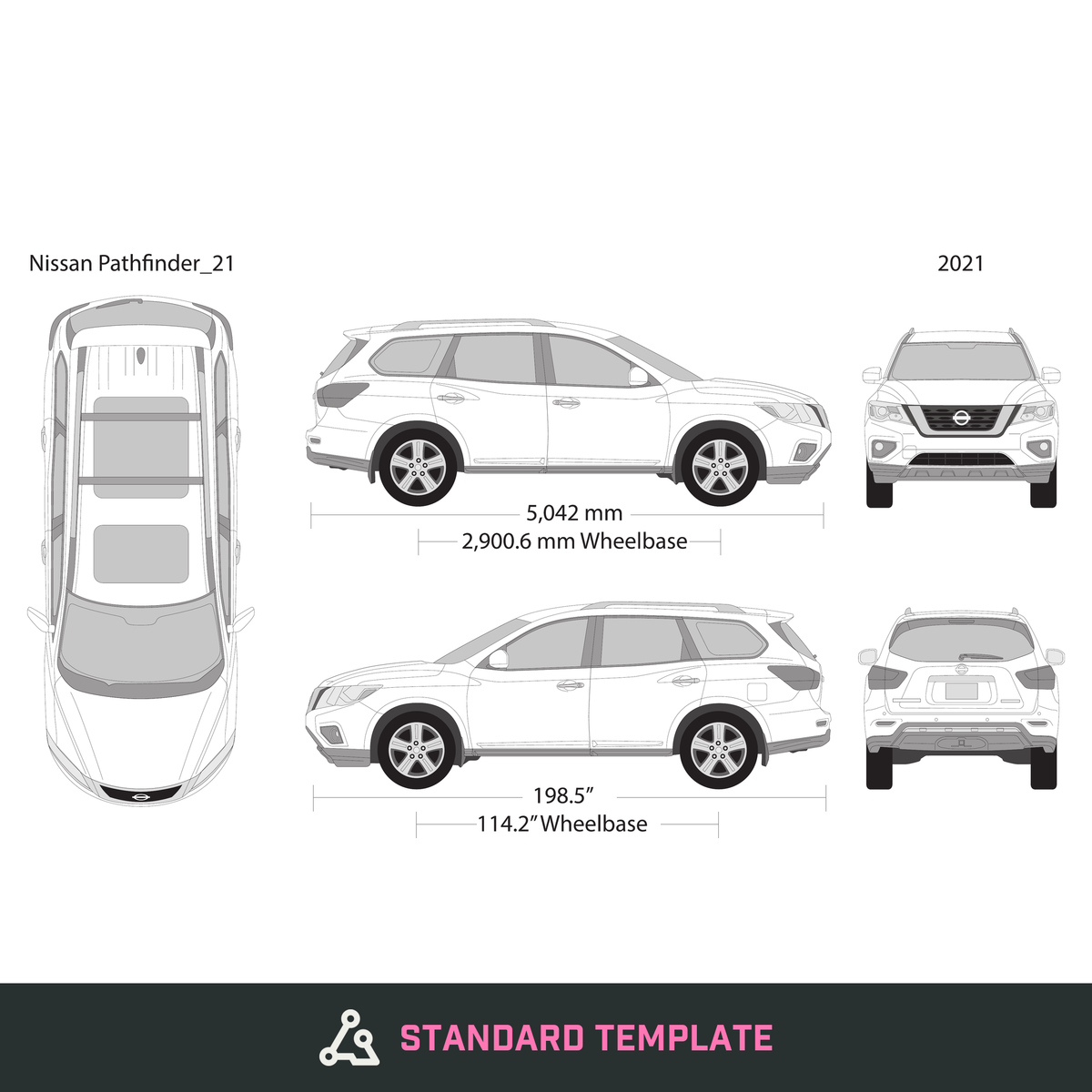 2021 Nissan Pathfinder vector wrap template, Design-Ready PDF - GravBase