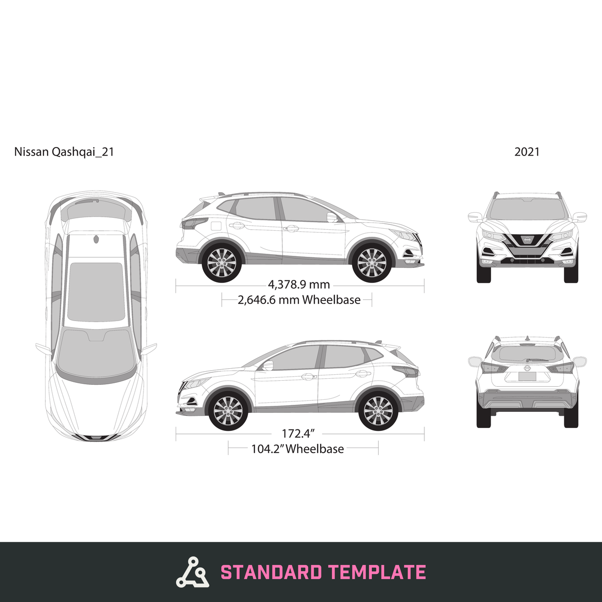 2021 Nissan Qashqai vector wrap template, Design-Ready PDF - GravBase
