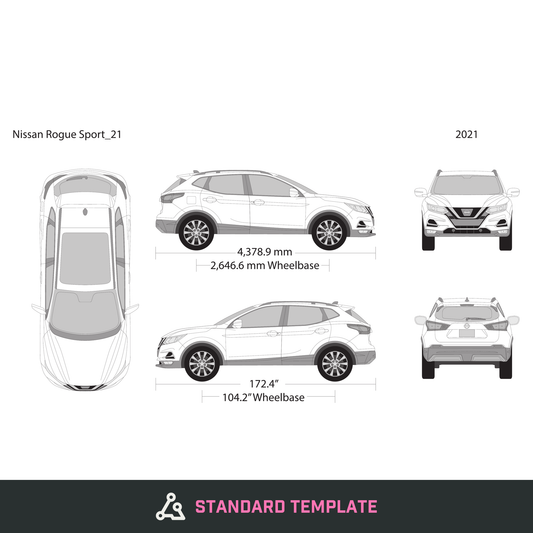 2021 Nissan Rogue Sport vector wrap template, Design-Ready PDF - GravBase