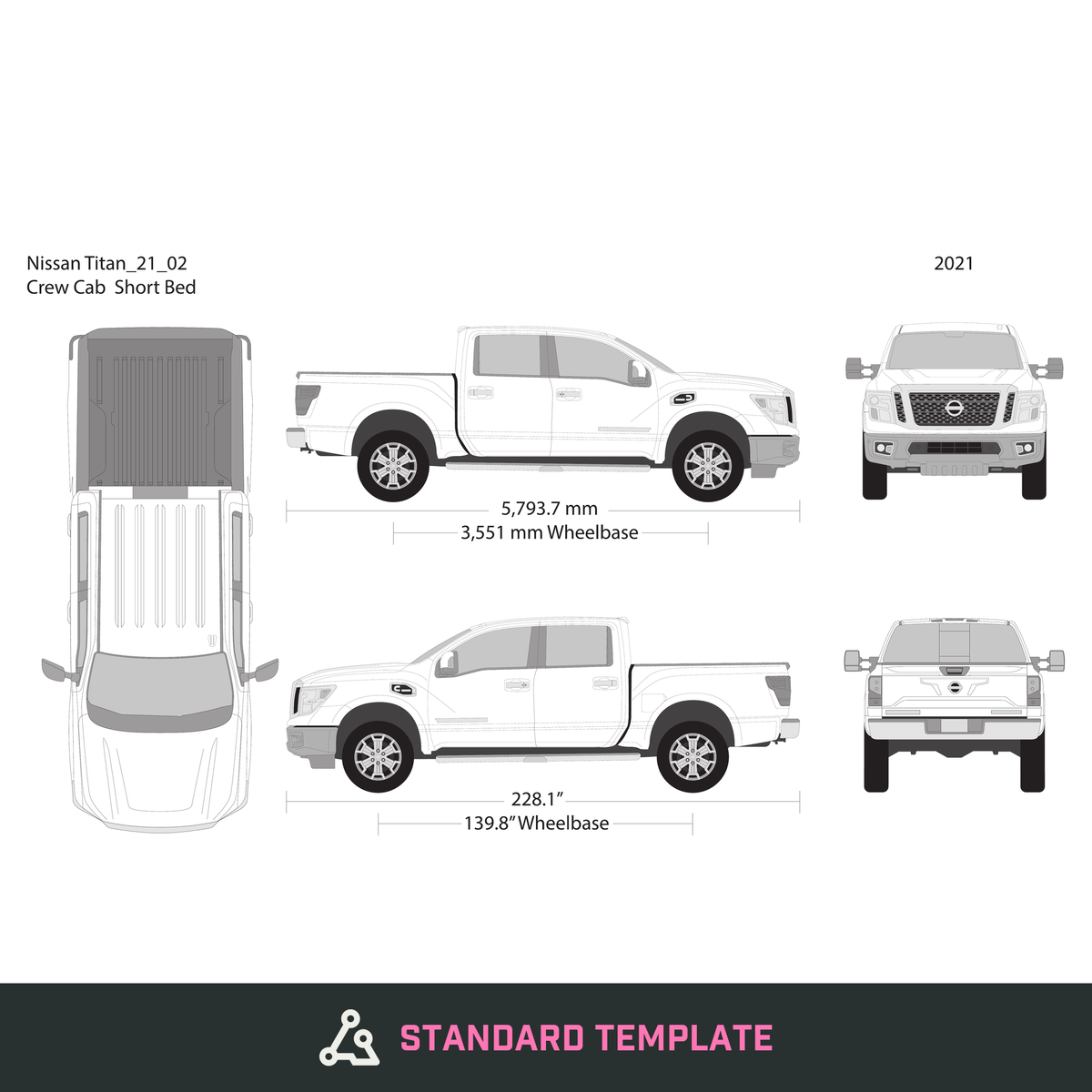 2021 Nissan Titan vector wrap template V02, Design-Ready PDF - GravBase