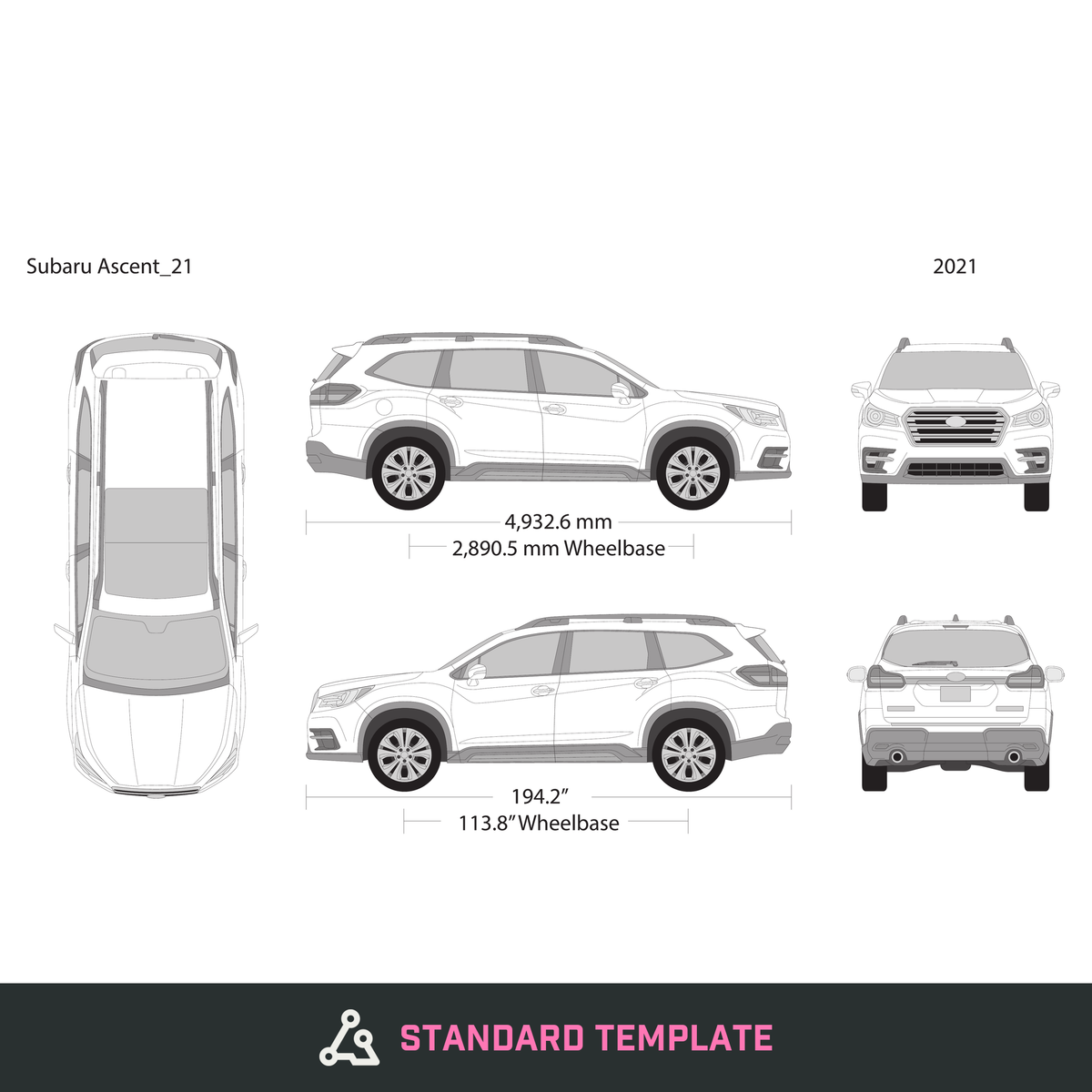 2021 Subaru Ascent vector wrap template, Design-Ready PDF - GravBase