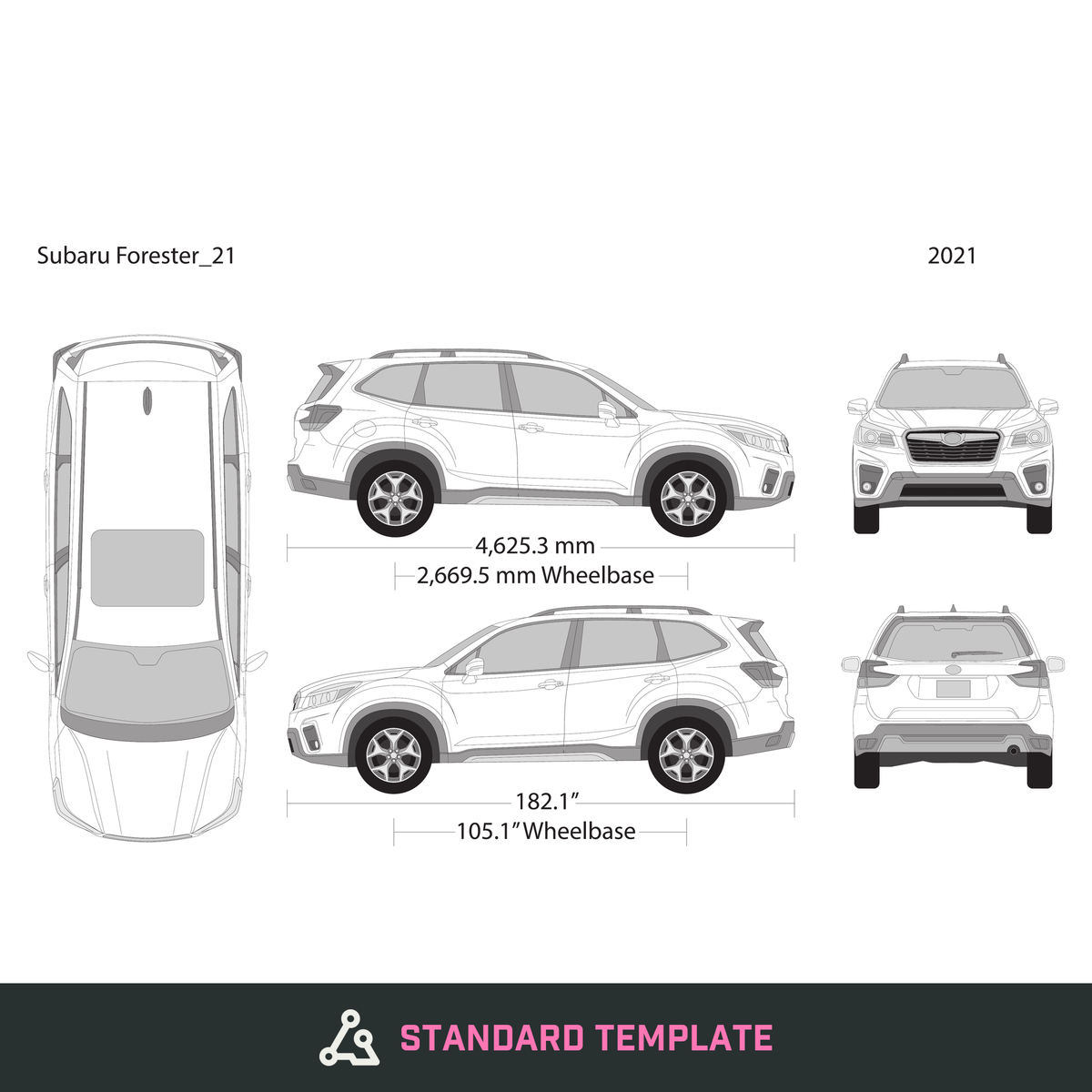2021 Subaru Forester vector wrap template, Design-Ready PDF - GravBase