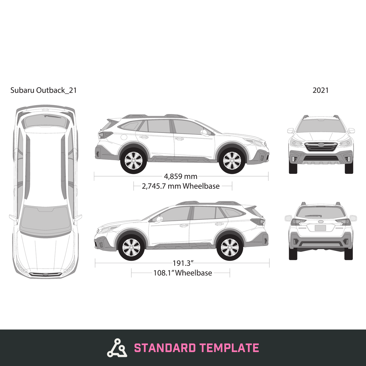 2021 Subaru Outback vector wrap template, Design-Ready PDF - GravBase