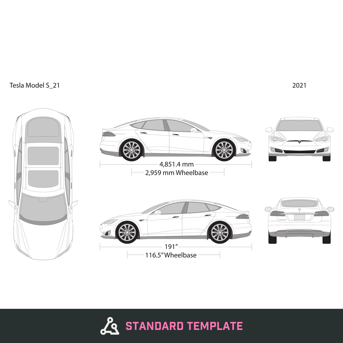 2021 Tesla Model S vector wrap template, Design-Ready PDF - GravBase