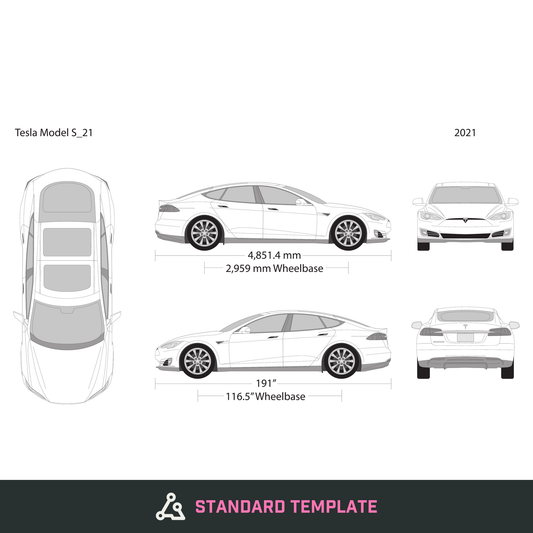 2021 Tesla Model S vector wrap template, Design-Ready PDF - GravBase