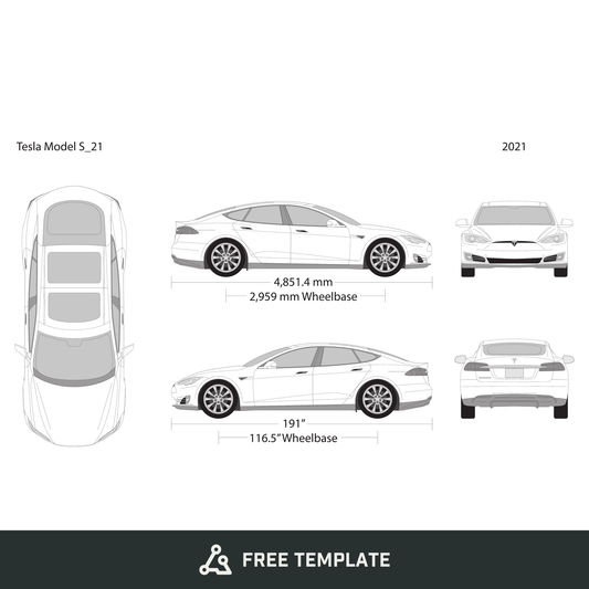 2021 Tesla Model S free vector vehicle wrap template - GravBase