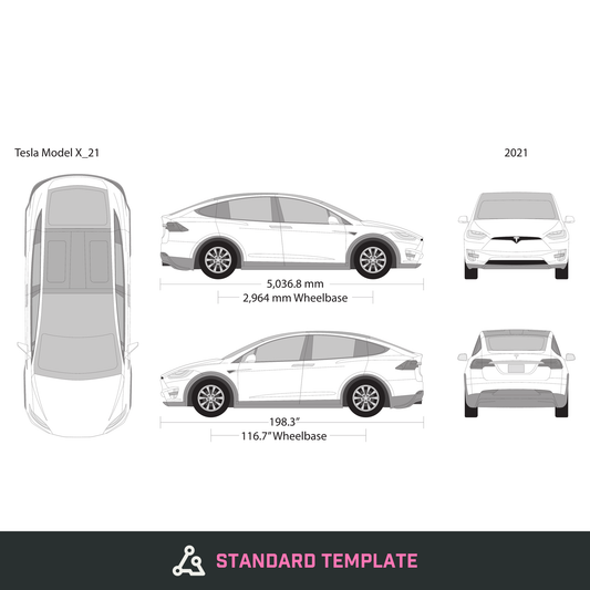 2021 Tesla Model X vector wrap template, Design-Ready PDF - GravBase