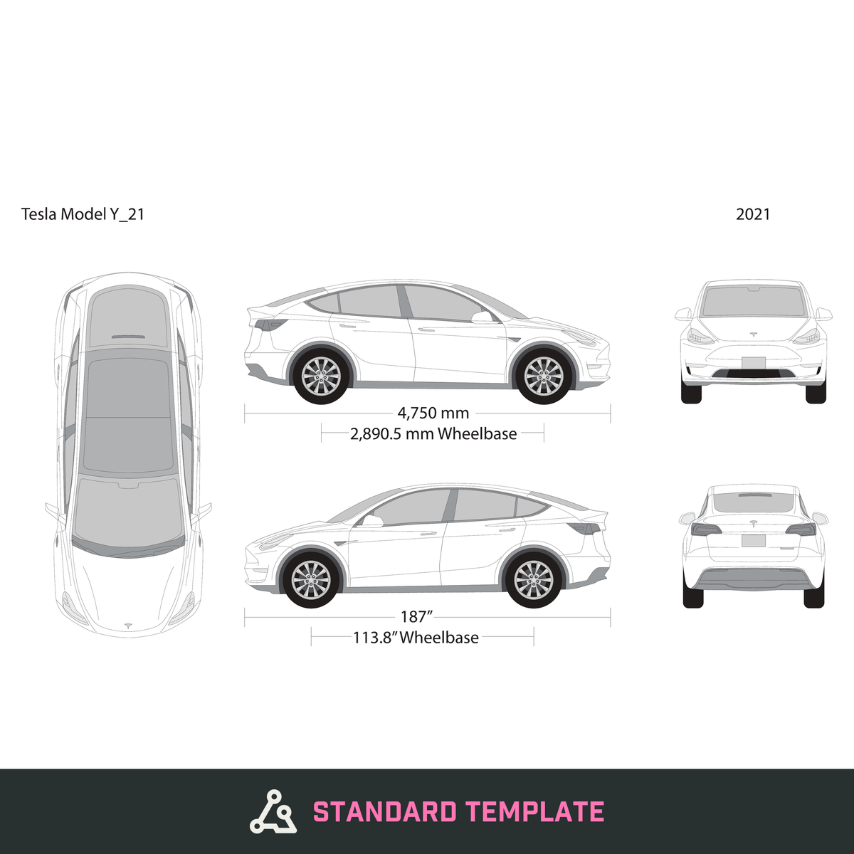 2021 Tesla Model Y vector wrap template, Design-Ready PDF - GravBase