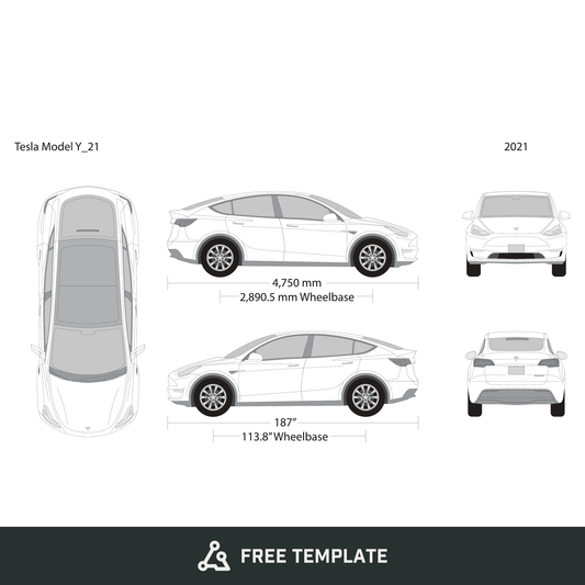 2021 Tesla Model Y free vector vehicle wrap template - GravBase