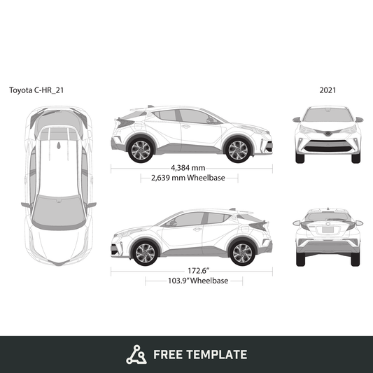 2021 Toyota C-HR free vector vehicle wrap template - GravBase