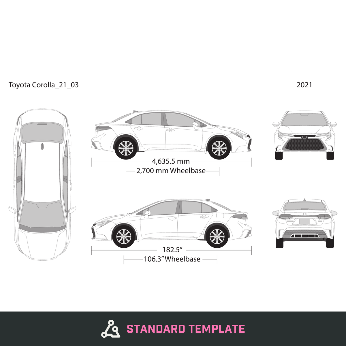 2021 Toyota Corolla vector wrap template V03, Design-Ready PDF - GravBase
