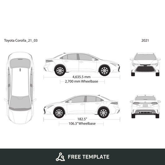 2021 Toyota Corolla free vector vehicle wrap template - GravBase