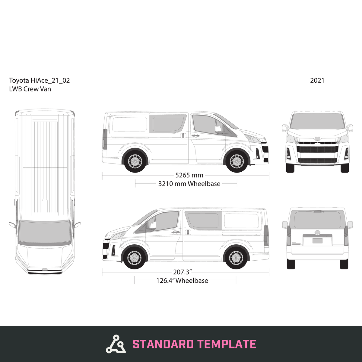 2021 Toyota Hiace vector wrap template V02, Design-Ready PDF - GravBase