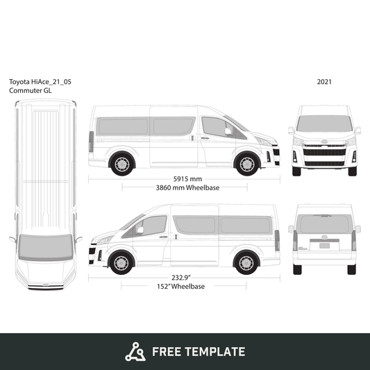 2021 Toyota Hiace free vector vehicle wrap template - GravBase