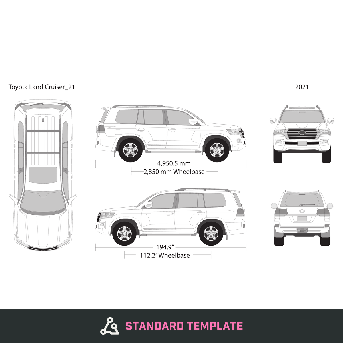 2021 Toyota Land Cruiser vector wrap template, Design-Ready PDF - GravBase