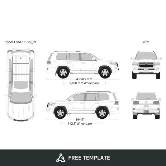 2021 Toyota Land Cruiser free vector vehicle wrap template - GravBase