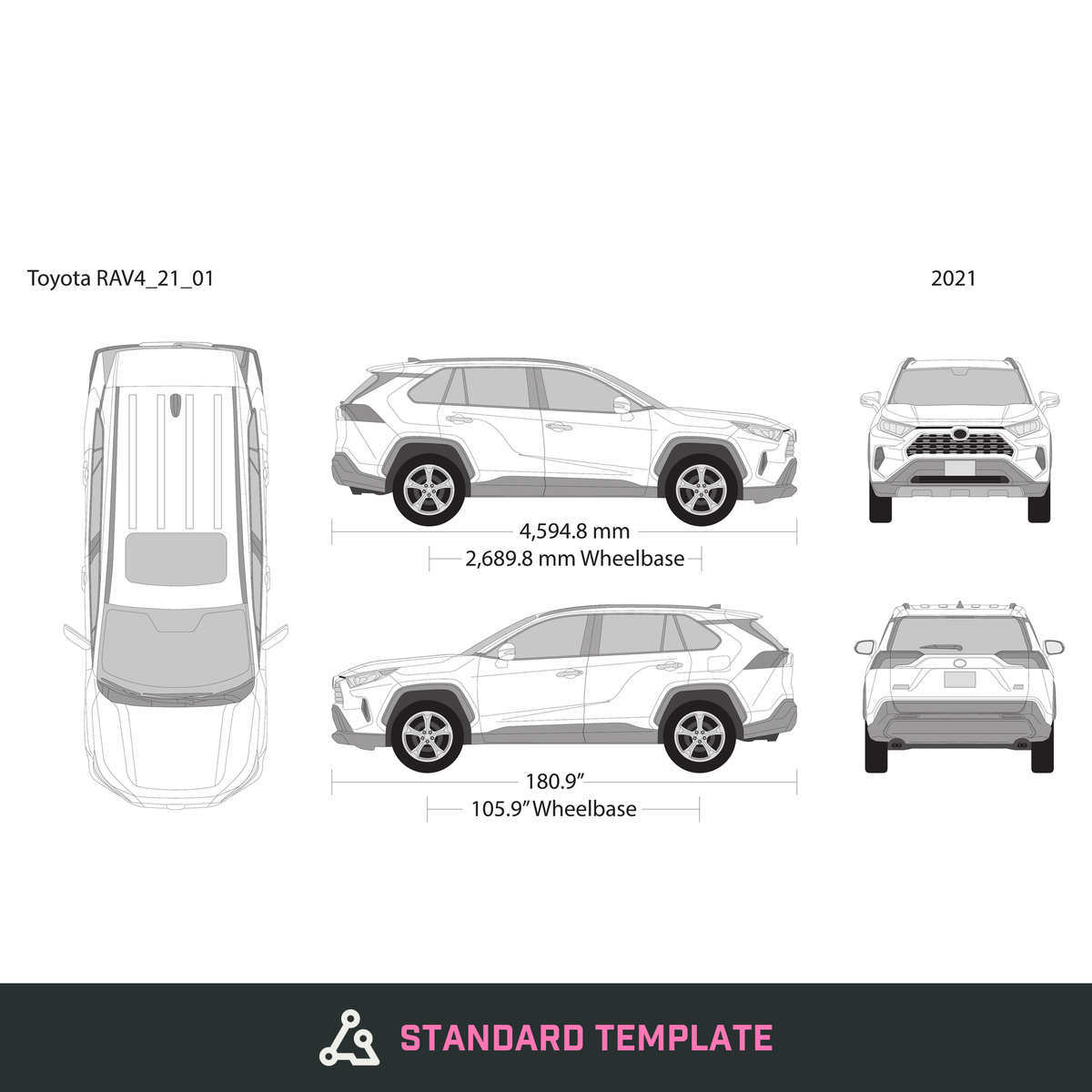 2021 Toyota RAV4 vector wrap template, Design-Ready PDF - GravBase