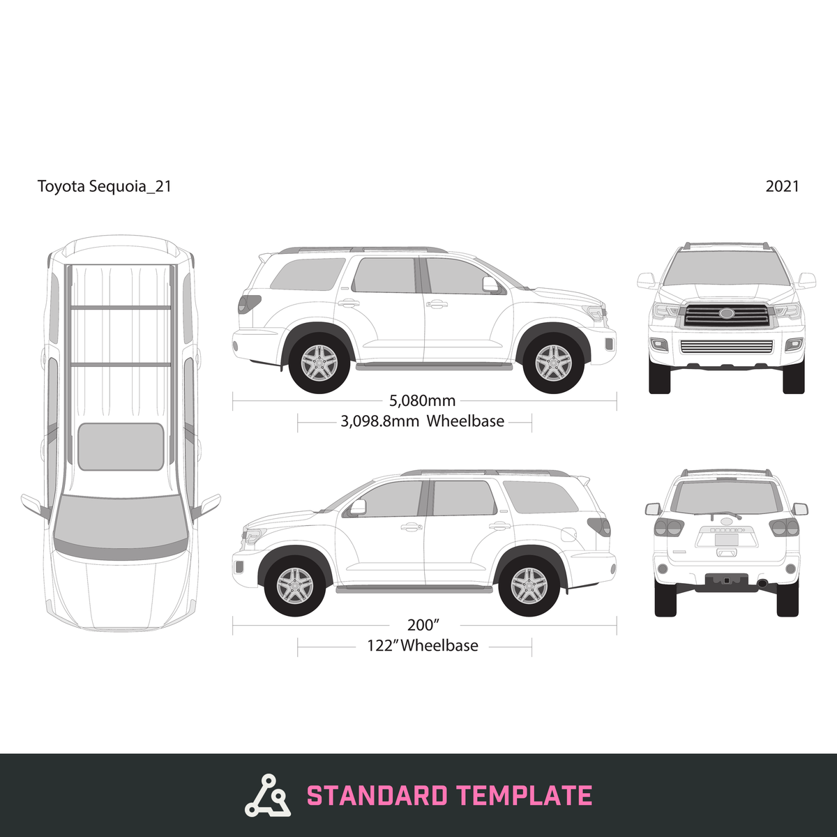 2021 Toyota Sequoia vector wrap template, Design-Ready PDF - GravBase