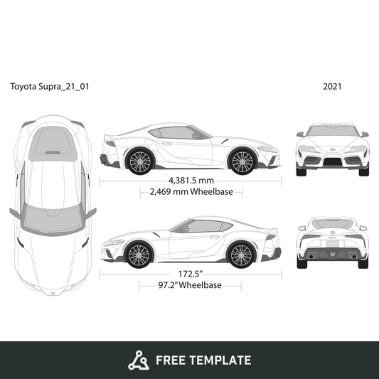 2021 Toyota Supra free vector vehicle wrap template - GravBase