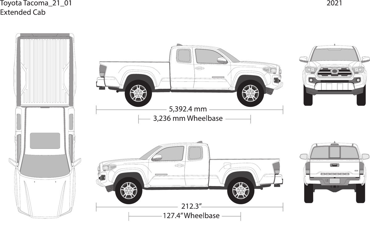 2021 Toyota Tacoma vector wrap template V01, Design-Ready PDF - GravBase