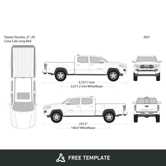 2021 Toyota Tacoma free vector vehicle wrap template - GravBase