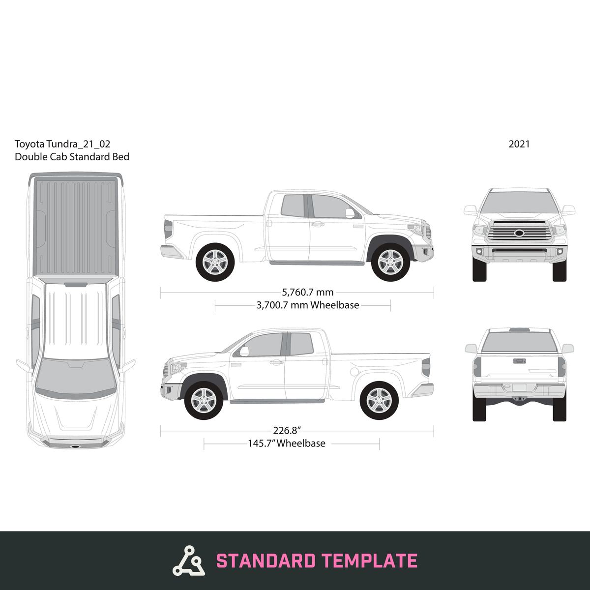 2021 Toyota Tundra vector wrap template V02, Design-Ready PDF - GravBase