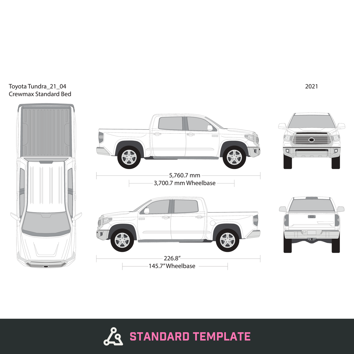 2021 Toyota Tundra vector wrap template V04, Design-Ready PDF - GravBase
