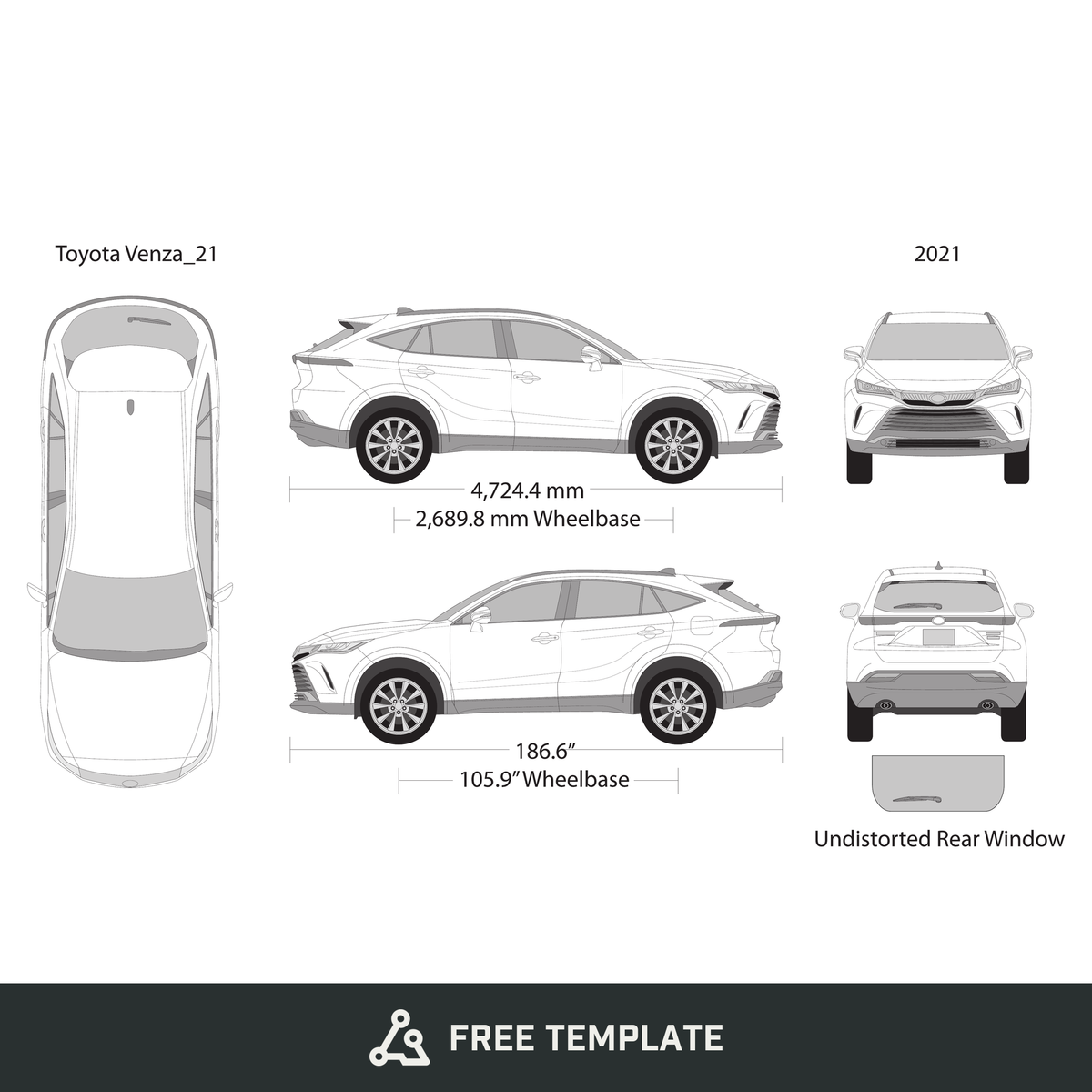 2021 Toyota Venza free vector vehicle wrap template - GravBase