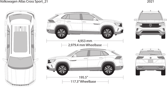 2021 Volkswagen Atlas Cross Sport vector wrap template, Design-Ready PDF - GravBase