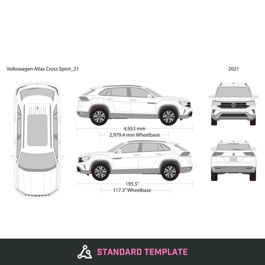 2021 Volkswagen Atlas Cross Sport vector wrap template, Design-Ready PDF - GravBase