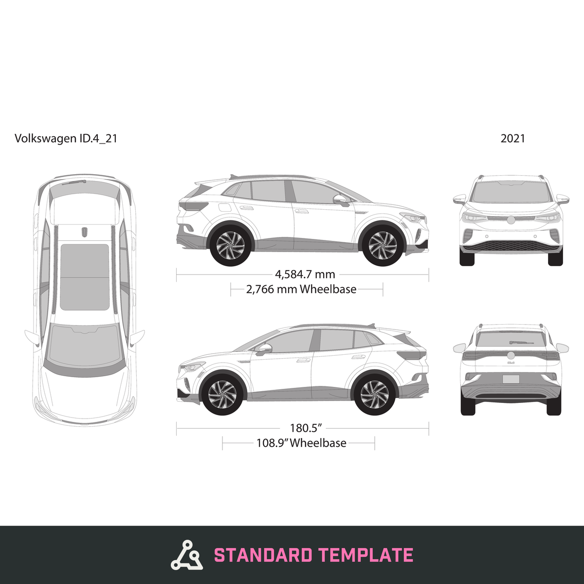 2021 Volkswagen ID 4 vector wrap template, Design-Ready PDF - GravBase