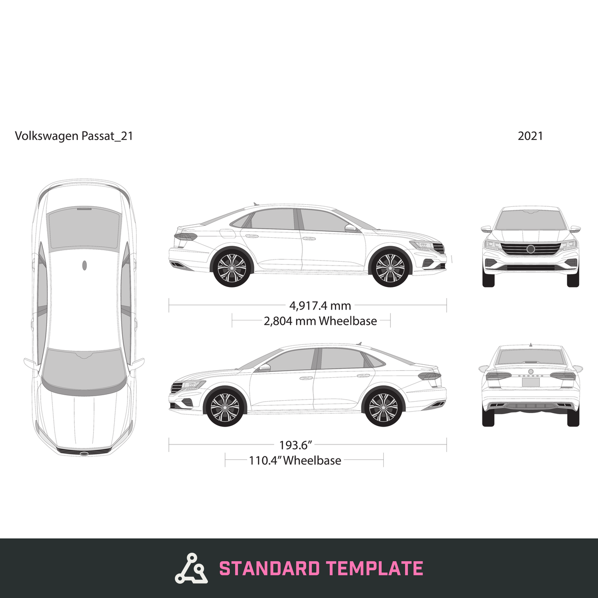 2021 Volkswagen Passat vector wrap template, Design-Ready PDF - GravBase