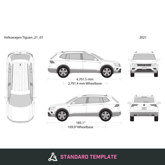 2021 Volkswagen Tiguan vector wrap template, Design-Ready PDF - GravBase
