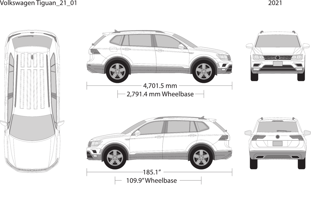 2021 Volkswagen Tiguan vector wrap template, Design-Ready PDF - GravBase