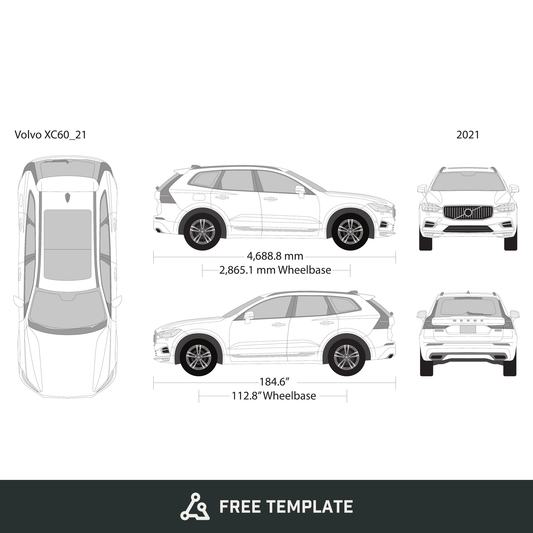 2021 Volvo XC60 free vector vehicle wrap template - GravBase