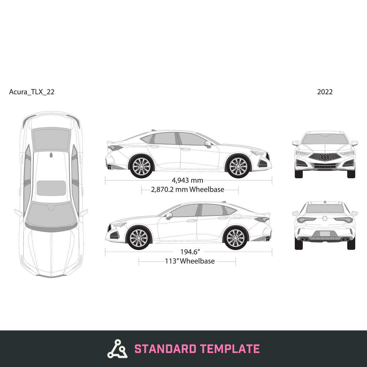 2022 Acura TLX vector wrap template, Design-Ready PDF - GravBase