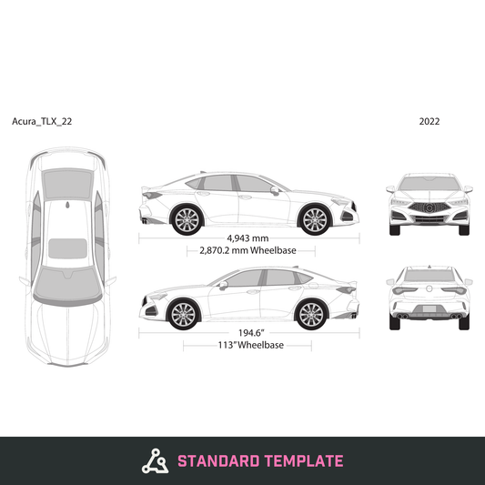 2022 Acura TLX vector wrap template, Design-Ready PDF - GravBase