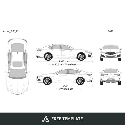 2022 Acura TLX free vector vehicle wrap template - GravBase