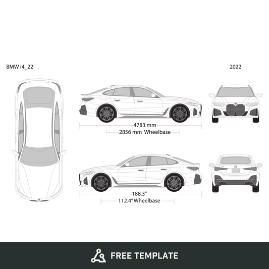 2022 BMW I4 free vector vehicle wrap template - GravBase